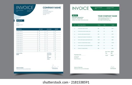 corporate minimal invoice design for professional uses, a4 invoice design