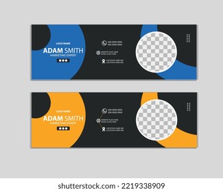 Corporate and minimalist email signature or email footer template design for all business with unique vector design template.