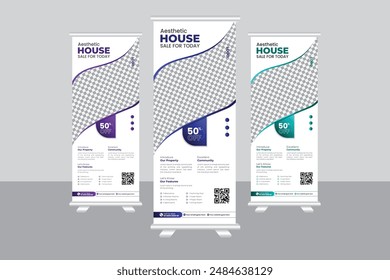 Corporate and minimalist rollup banner template, advertisement, pull up, vector illustration, business flyer, and display banner, social media banner for Corporate business, company, and restaurant.