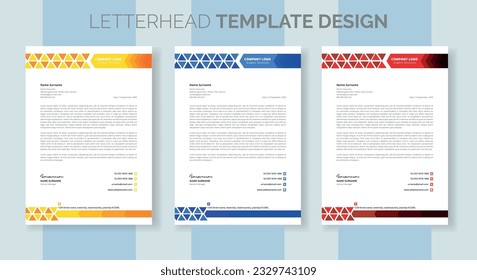 Corporate minimalist simple modern letterhead design template with with various colors. creative modern letter head design template for your project. letterhead, letter head, Business letterhead desig