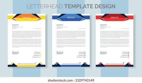 Corporate minimalist simple modern letterhead design template with with various colors. creative modern letter head design template for your project. letterhead, letter head, Business letterhead desig