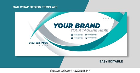 corporate minimalist wrapping car design for your brand, business or company, van truck abstract shape with green background