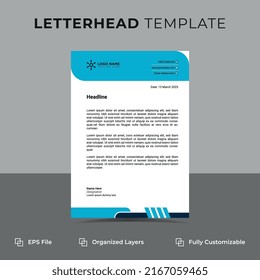 Corporate modern abstract business letterhead design template in flat style, clean, colorful, yellow, blue, green, and red colors vector file.