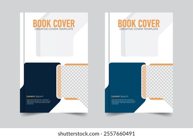 Corporate and modern background Stylish print-ready book cover design, 2 creative color variation modern style book cover design or report cover with image