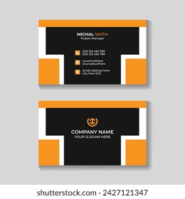 Corporate modern black and yellow business card design elegant visiting card template