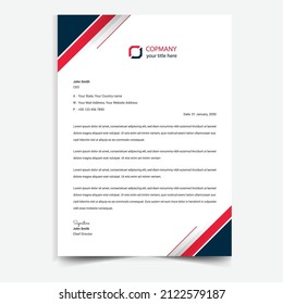 Corporate Modern blue letterhead design template. Creative  Clean business style blue shape letter head design in a4 size.	