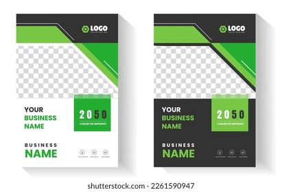 corporate modern Business Book Cover Design Template in A4 with green color.