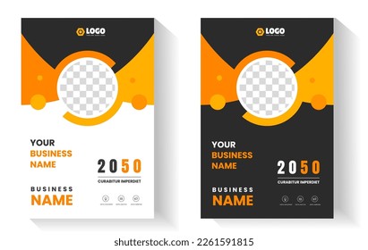 corporate modern Business Book Cover Design Template in A4 with yellow color.