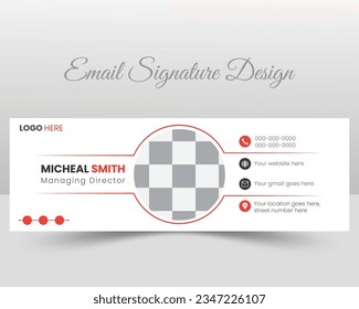 Corporate Modern business Email Signature Design template with a standard size. personal social media cover vector design, personal email signature template, mail sign design idea.