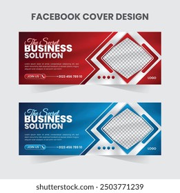 Corporate modern business Facebook cover template for agency.