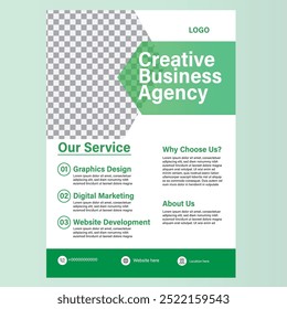 Corporate Modern Business Flyer Design Template With Green Color. Digital Marketing Flyer