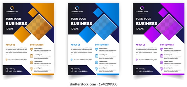 Corporate Modern Business Flyer Template, Brochure vector design. A4 Colors flyer design. Marketing Flyer templates.