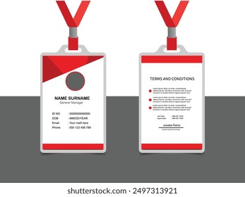 corporate modern business id card design template. professional id card design template with red color. Company employee id card template. Modern and clean business id card template.