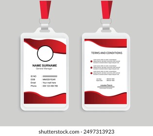 corporate modern business id card design template. professional id card design template with red color. Company employee id card template. Modern and clean business id card template.