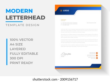 corporate modern business  letterhead design template with blue color. creative modern letter head design template for your project. letterhead, letter head, simple  business letterhead design.