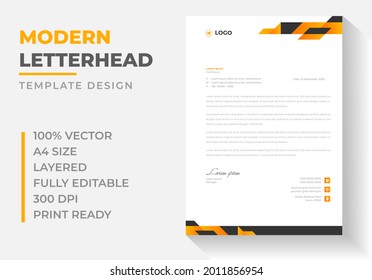 corporate modern business  letterhead design template with orange color. creative modern letter head design template for your project. letterhead, letter head, simple  business letterhead design.