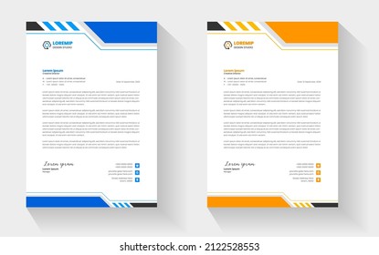 corporate modern business letterhead design template with yellow and blue colors. creative modern letterhead design template for your project. letter head, letterhead, business letterhead design.