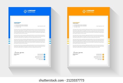 corporate modern business letterhead design template with yellow and blue colors. creative modern letterhead design template for your project. letter head, letterhead, business letterhead design.