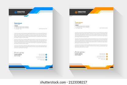 corporate modern business letterhead design template with yellow and blue colors. creative modern letterhead design template for your project. letter head, letterhead, business letterhead design.