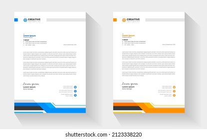 corporate modern business letterhead design template with yellow and blue colors. creative modern letterhead design template for your project. letter head, letterhead, business letterhead design.