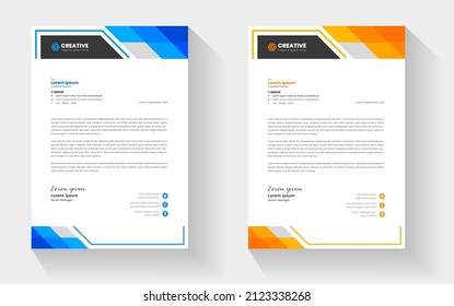 corporate modern business letterhead design template with yellow and blue colors. creative modern letterhead design template for your project. letter head, letterhead, business letterhead design.