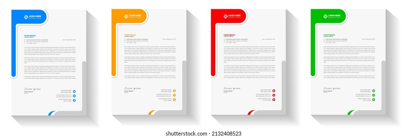 corporate modern business letterhead design template with yellow, blue, green and red color. letterhead, letter head, Business letterhead design. corporate business letterhead design with unique shape