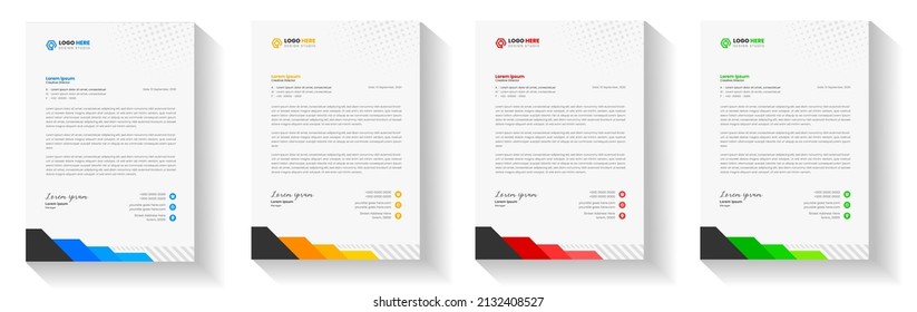 corporate modern business letterhead design template with yellow, blue, green and red color. letterhead, letter head, Business letterhead design. corporate business letterhead design with unique shape