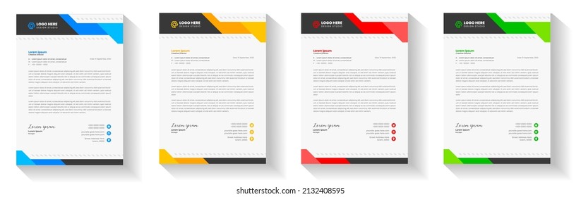 corporate modern business letterhead design template with yellow, blue, green and red color. letterhead, letter head, Business letterhead design. corporate business letterhead design with unique shape