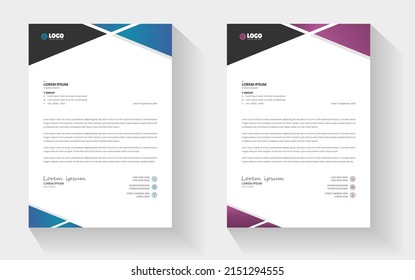 corporate modern business letterhead design template with purple and blue colors. creative modern letterhead design template for your project. letter head, letterhead, business letterhead design.
