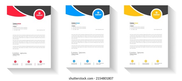 corporate modern business letterhead design template with yellow, blue and red color. creative modern letterhead design template for your project. letter head, letterhead, business letterhead design.