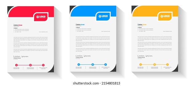 corporate modern business letterhead design template with yellow, blue and red color. creative modern letterhead design template for your project. letter head, letterhead, business letterhead design.