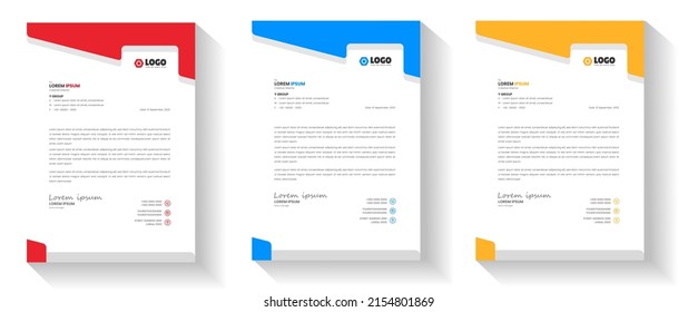 corporate modern business letterhead design template with yellow, blue and red color. creative modern letterhead design template for your project. letter head, letterhead, business letterhead design.