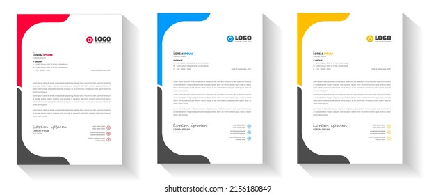 corporate modern business letterhead design template with yellow, blue and red color. creative modern letterhead design template for your project. letter head, letterhead, business letterhead design.