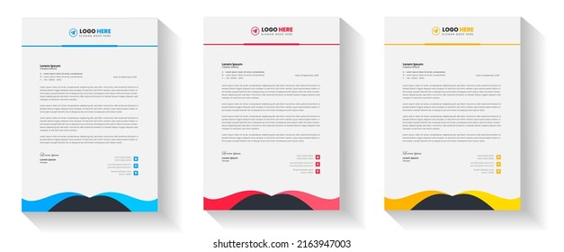 corporate modern business letterhead design template with yellow, blue and red color. creative modern letterhead design template for your project. letter head, letterhead, business letterhead design.