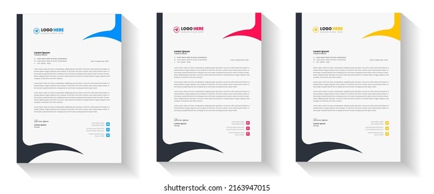 corporate modern business letterhead design template with yellow, blue and red color. creative modern letterhead design template for your project. letter head, letterhead, business letterhead design.