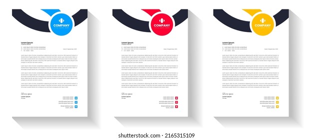 corporate modern business letterhead design template with yellow, blue and red color. creative modern letterhead design template for your project. letter head, letterhead, business letterhead design.
