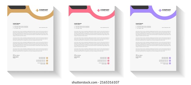 corporate modern business letterhead design template with yellow, red and purple color. modern letterhead design template for your project. letter head, letterhead, business letterhead design.