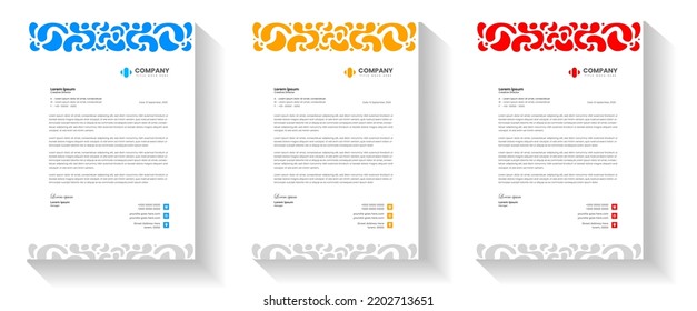 corporate modern business letterhead design template with yellow, blue and red color. creative modern letterhead design template for your project. letter head, letterhead, business letterhead design.