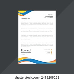 corporate modern business letterhead design template with yellow and blue colors. creative modern letterhead design template for your project. letter