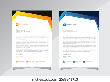 corporate modern business letterhead design template with yellow and blue colors. creative modern letterhead design template for your project. letter head, letterhead, business letterhead design.