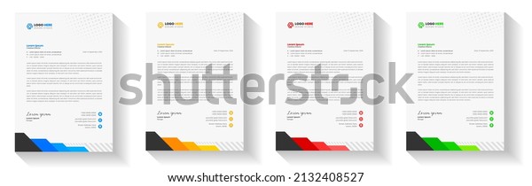 corporate modern business letterhead design\
template with yellow, blue, green and red color. letterhead, letter\
head, Business letterhead design. corporate business letterhead\
design with unique\
shape