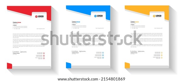 corporate modern business letterhead design\
template with yellow, blue and red color. creative modern\
letterhead design template for your project. letter head,\
letterhead, business letterhead\
design.