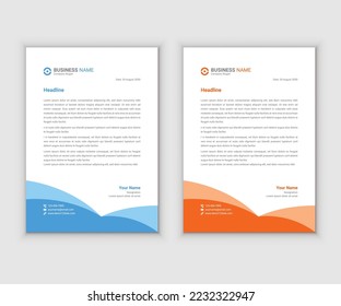 Corporate modern business style letterhead template design. Creative colorful letter head set