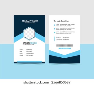 Corporate modern, clean and simple business office id card design template. Vertical layout and Vector illustration design, easy to edit and use.