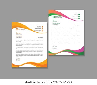 Corporate modern company business letterhead design template with red blue green and yellow color