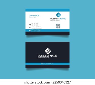Corporate modern and creative blue business card template design. Simple clean professional visiting card vector template