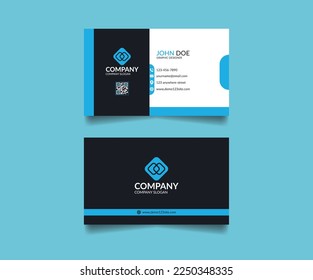 Corporate modern and creative blue business card template design. Simple clean professional visiting card vector template