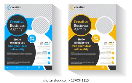 Corporate modern creative Business Flyer, brochure, Annual Report, Magazine, Poster, Corporate Presentation, Portfolio cover design layout background, eps 10 vector with  A4 size and photo college.