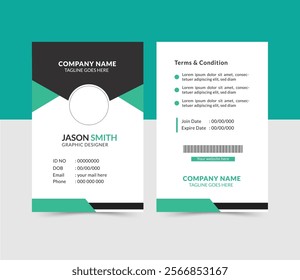 Corporate modern, creative, clean and simple business office id card design template. Vertical layout design . Vector illustration and  easy to edit and use