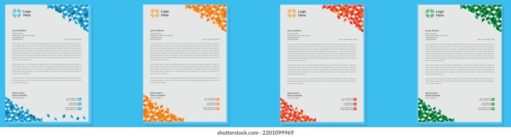 corporate modern creative and minimal business style letterhead template with yellow, blue, green and red color. Fully editable vector file isolated.